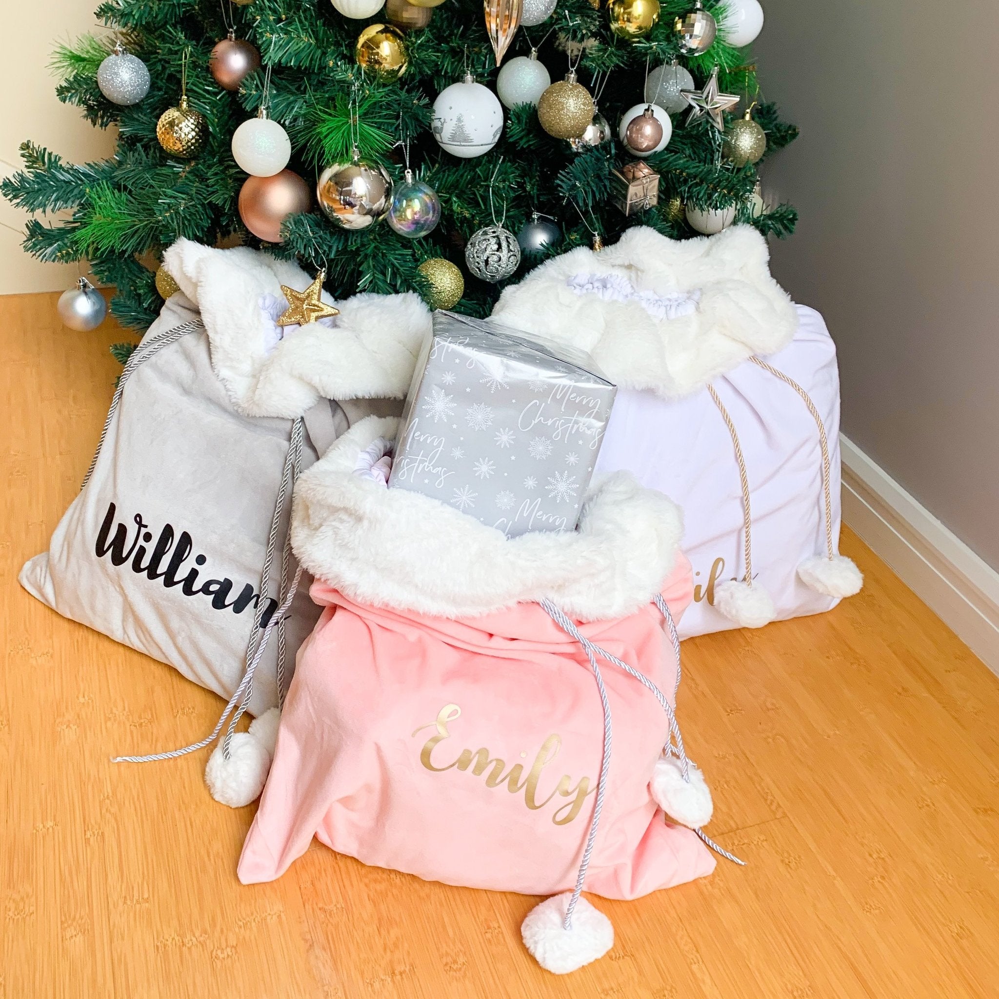 Personalized velvet 2025 santa bags