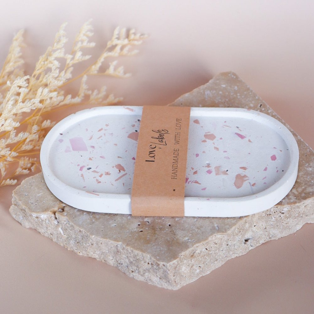 EMB Pretty, Handmade Terrazzo oval trinket tray