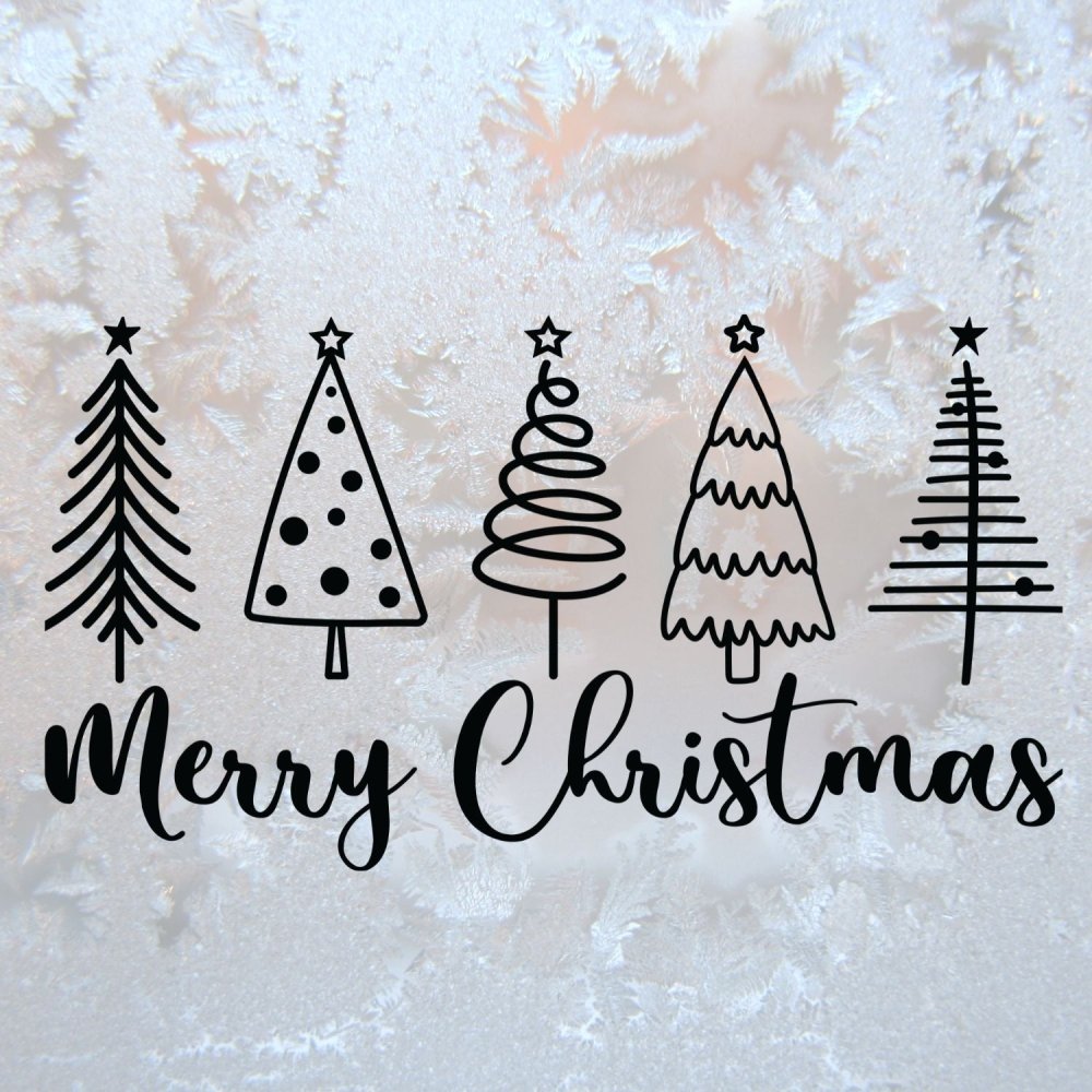 Christmas Window Signage - Merry Christmas Trees - Love and Labels