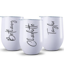 Load image into Gallery viewer, Personalised Wine Tumbler for your bridesmaid proposal box made in Australia
